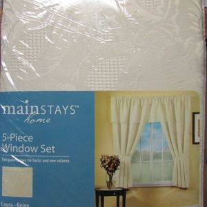 NEW Curtains 5 Piece Set Panels Tiebacks Valance